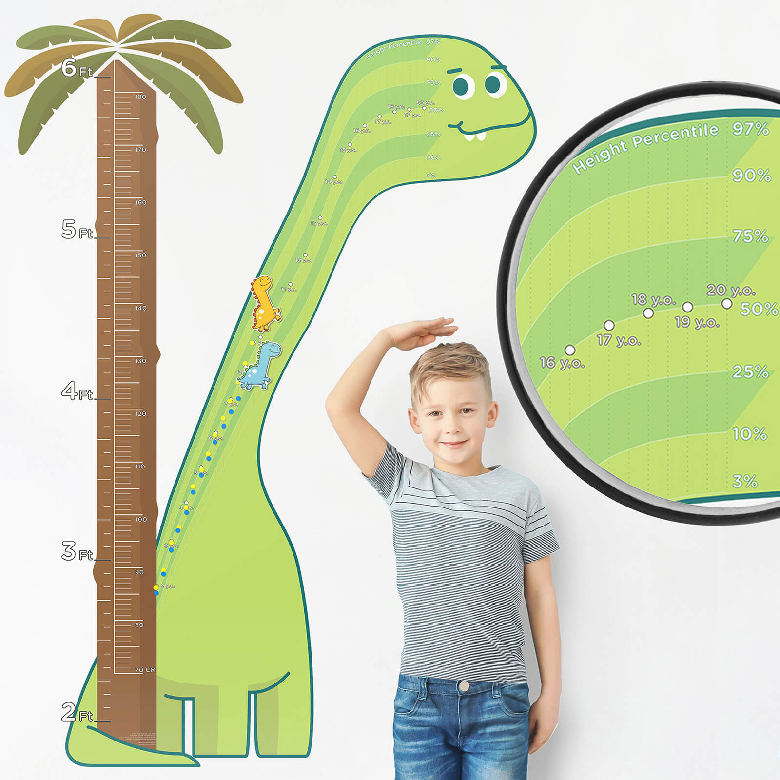 Watch Me Grow Dinosaur Growth Chart for Boys